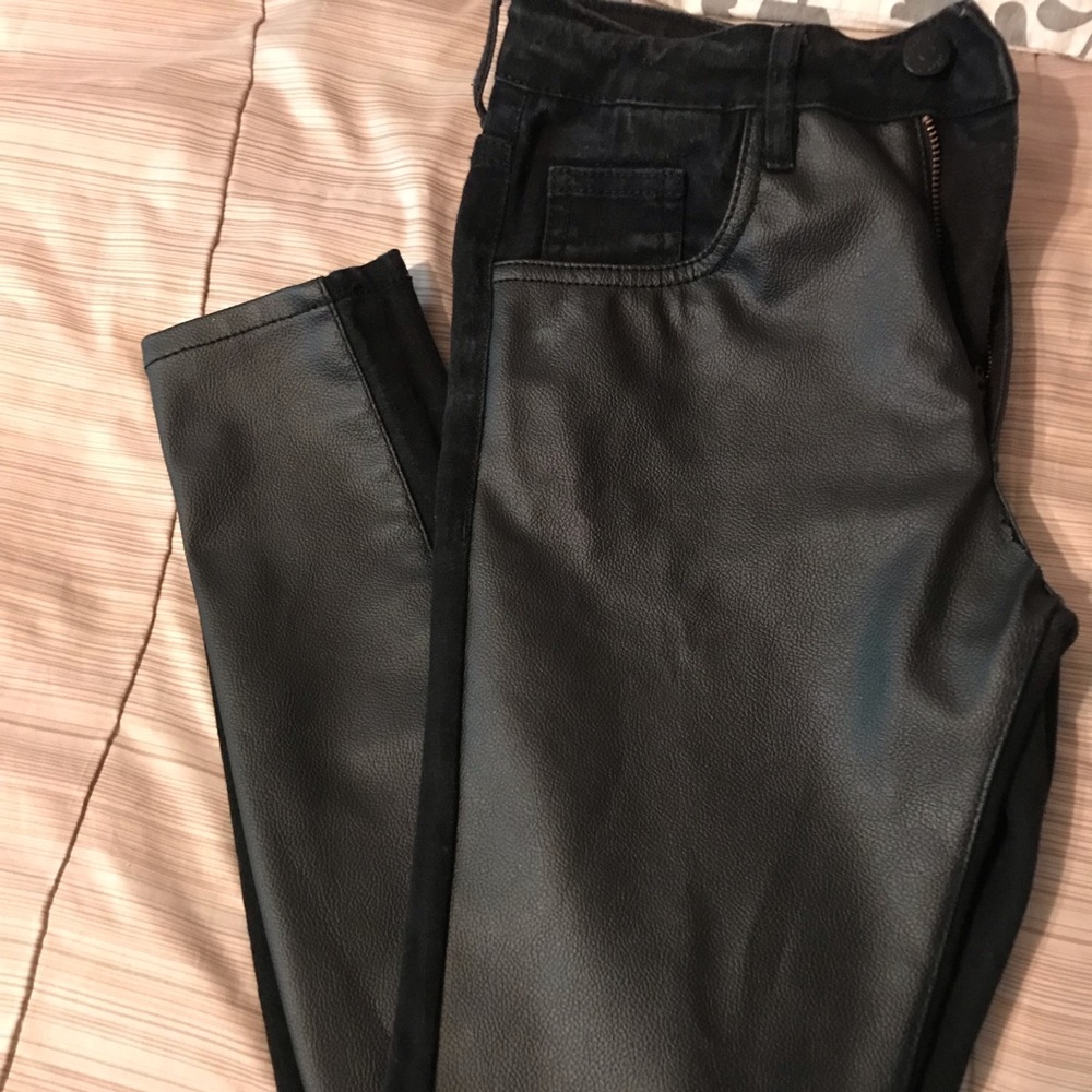 Cool leather/ jeans pants